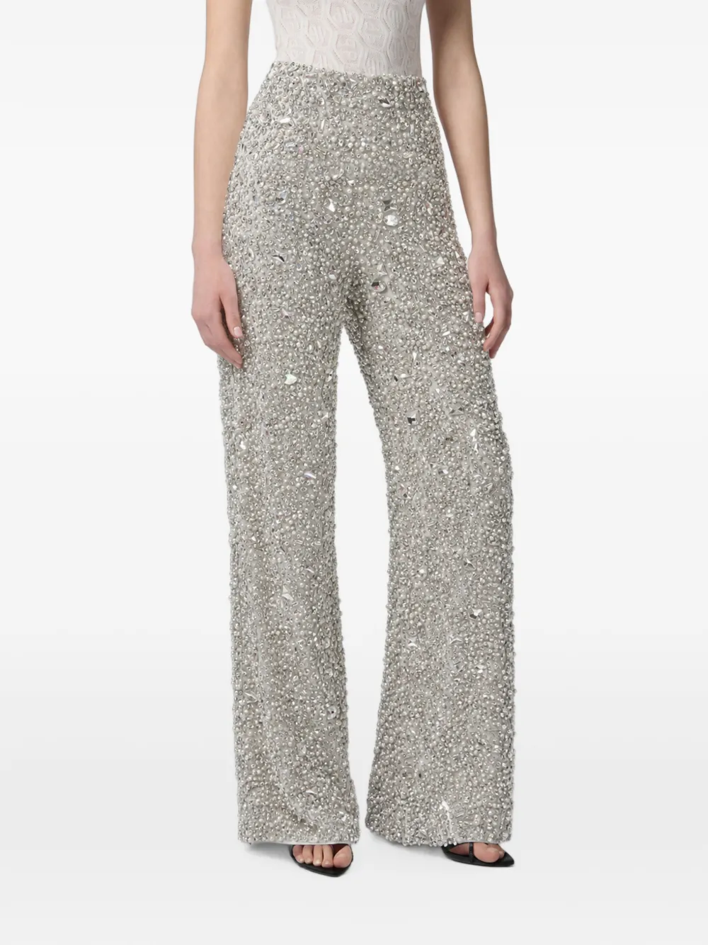 Philipp Plein Broek verfraaid met kristallen en imitatieparels Zilver