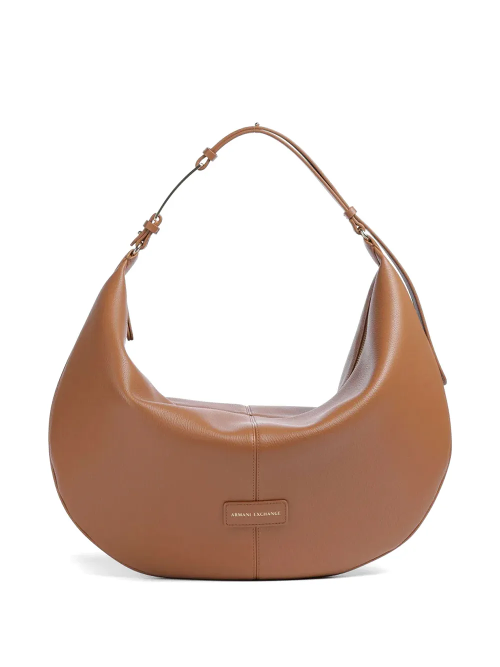 Armani Exchange Polly logo-plaque curved tote bag - Marrone