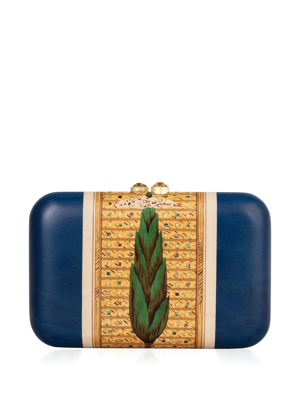 SILVIA FURMANOVICH abalone shell marquetry clutch - Blu