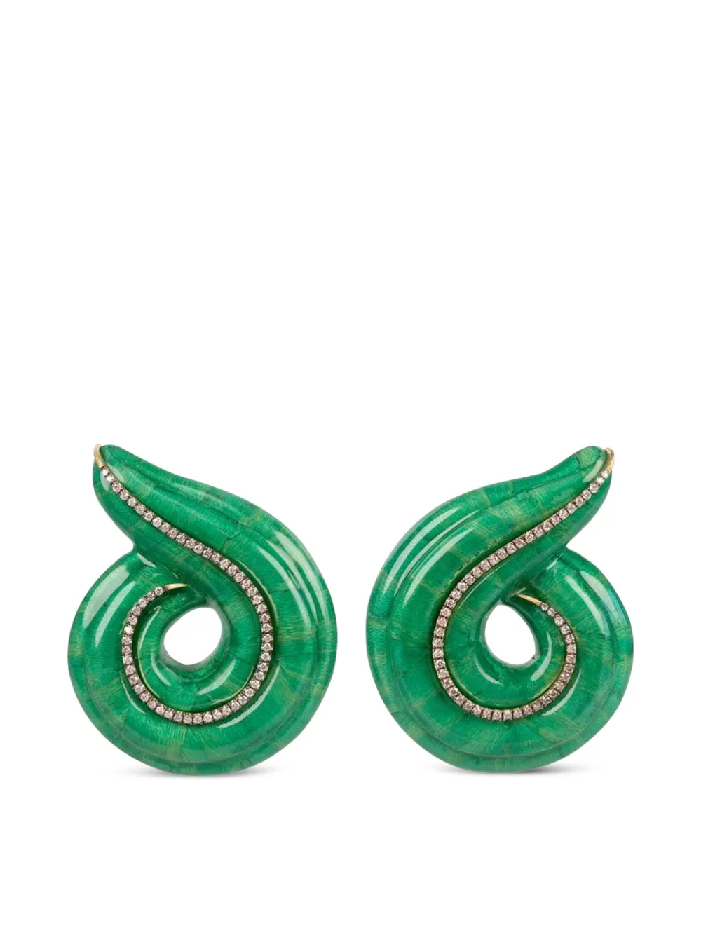 SILVIA FURMANOVICH diamond and marquetry spiral earrings - Oro