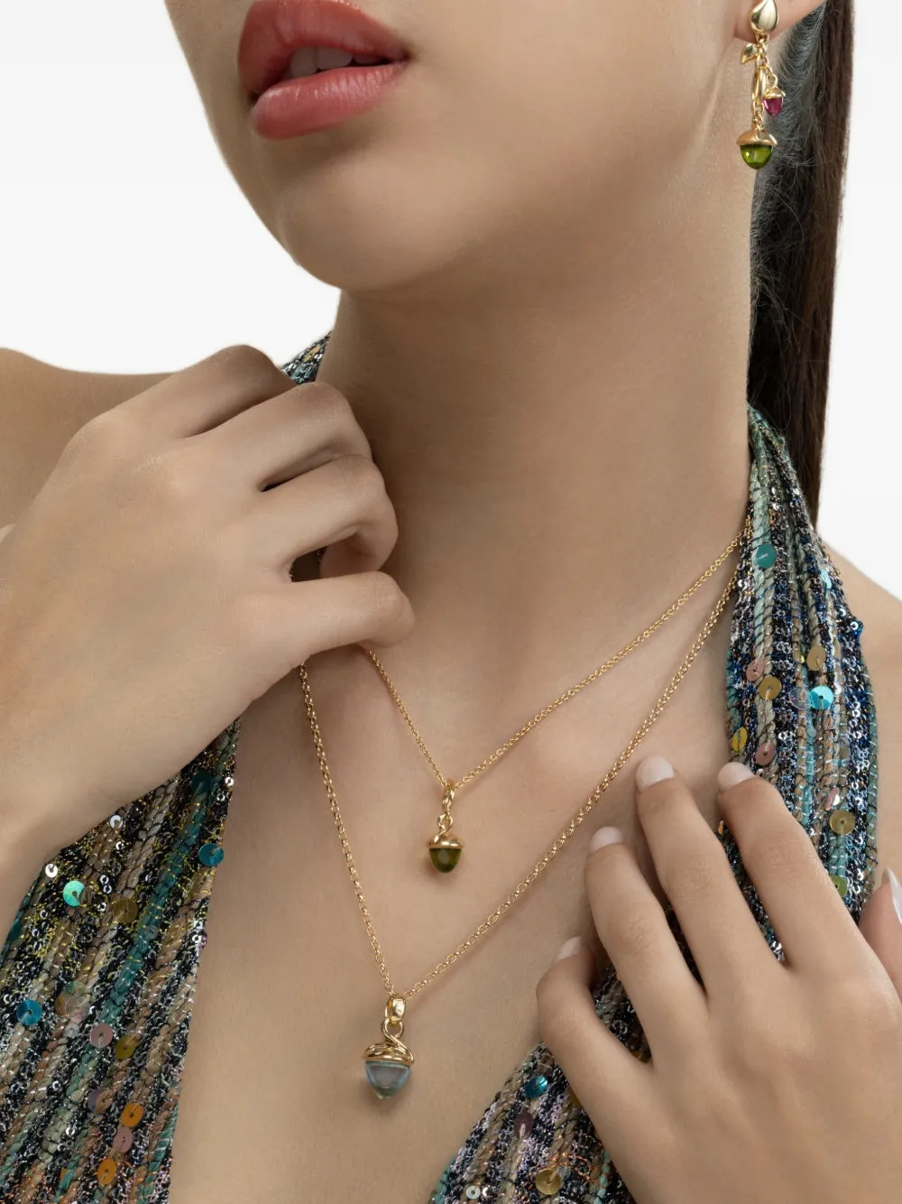 TAMARA COMOLLI Mikado Flamenco peridot pendant - Oro