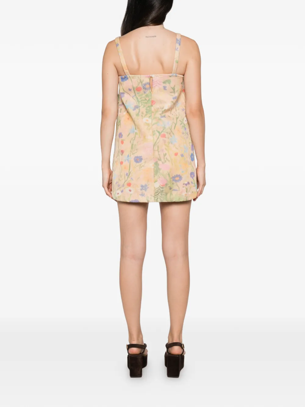 Maggie Marilyn Chasing The Sun mini-jurk met bloemen-print Beige