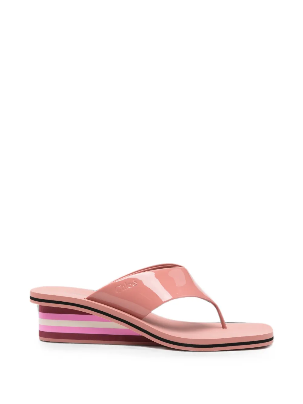 Chloé Swimming Cool striped wedge sandals - Rosa