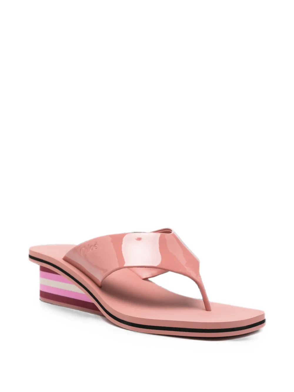 Chloé Swimming Cool striped wedge sandals Roze