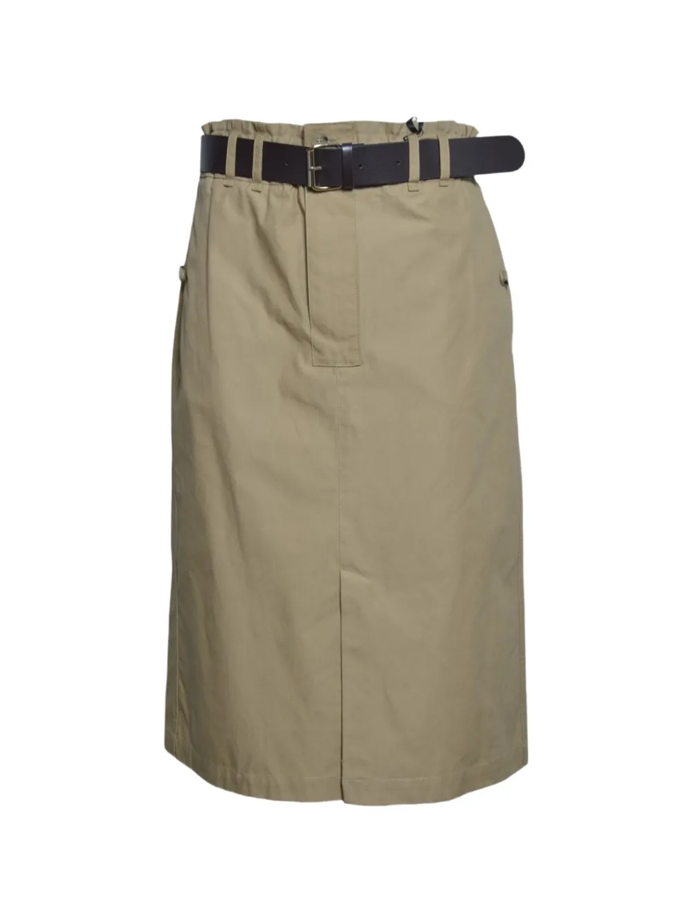 SOLOTRE belted hight-waisted midi skirt - Toni neutri