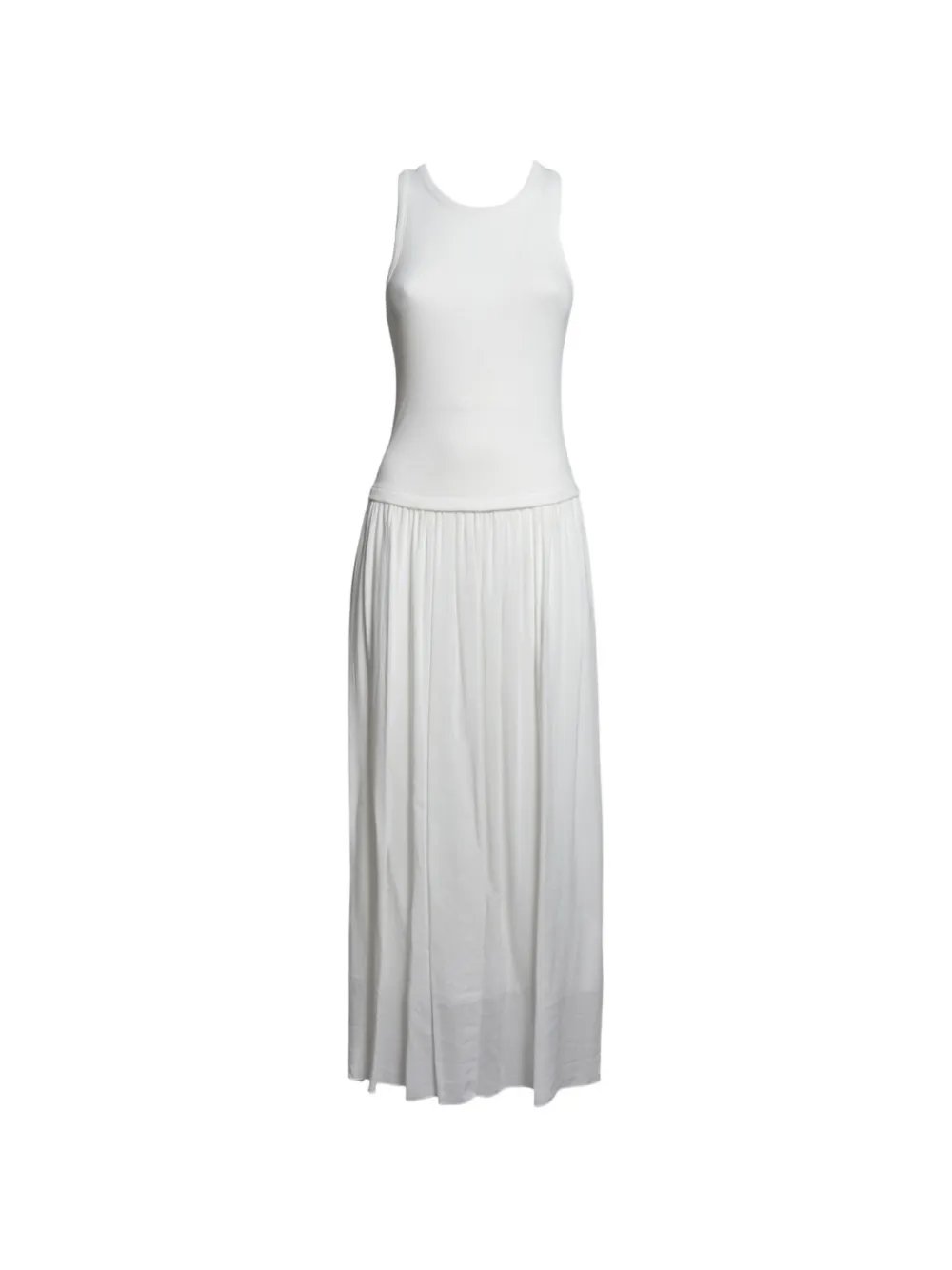 SOLOTRE cotton pleated maxi dress - Bianco