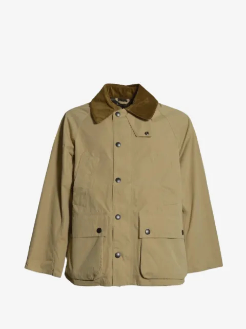 Barbour manteau à effet ciré à col en velours côtelé