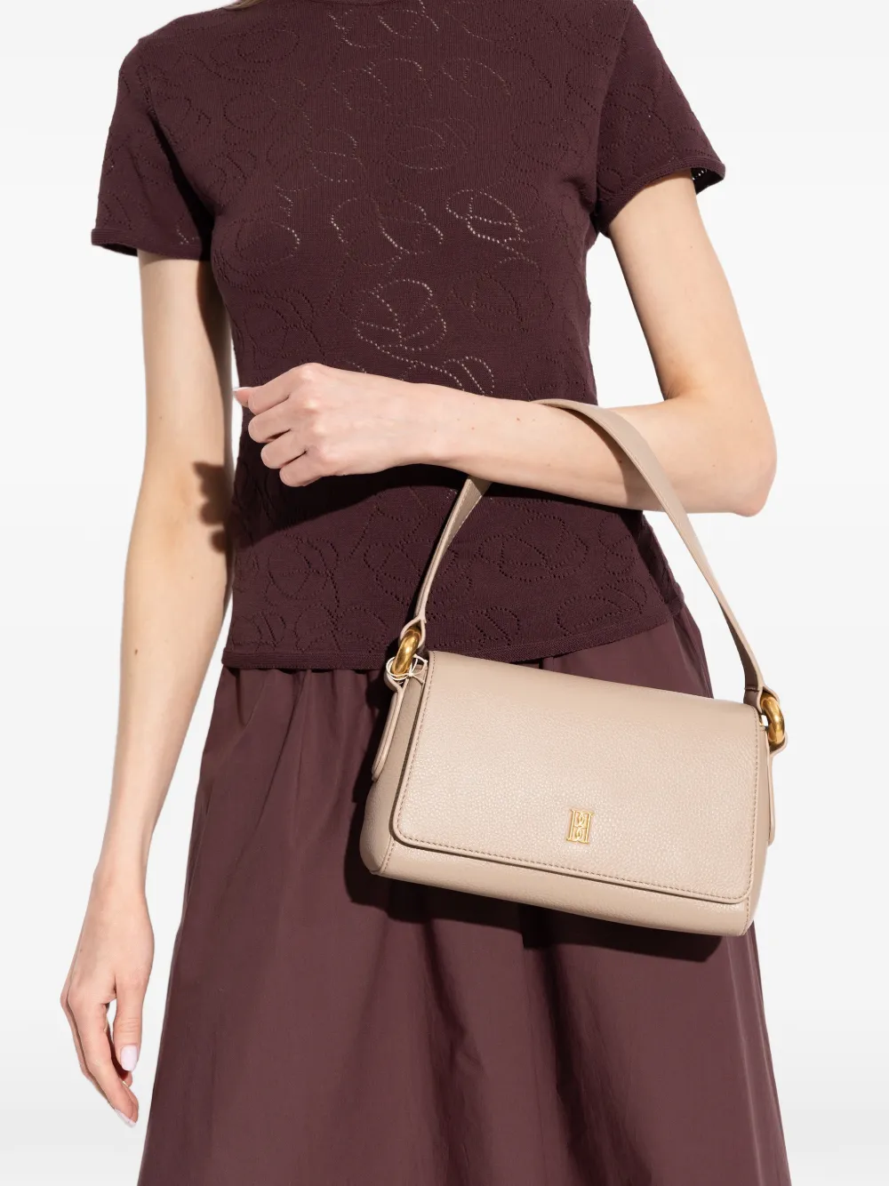 By Malene Birger Lellie leren schoudertas Beige