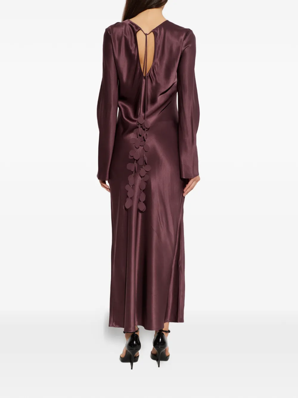 By Malene Birger Parisa jurk met flared mouwen en bloemblaadjes applicatie Bruin