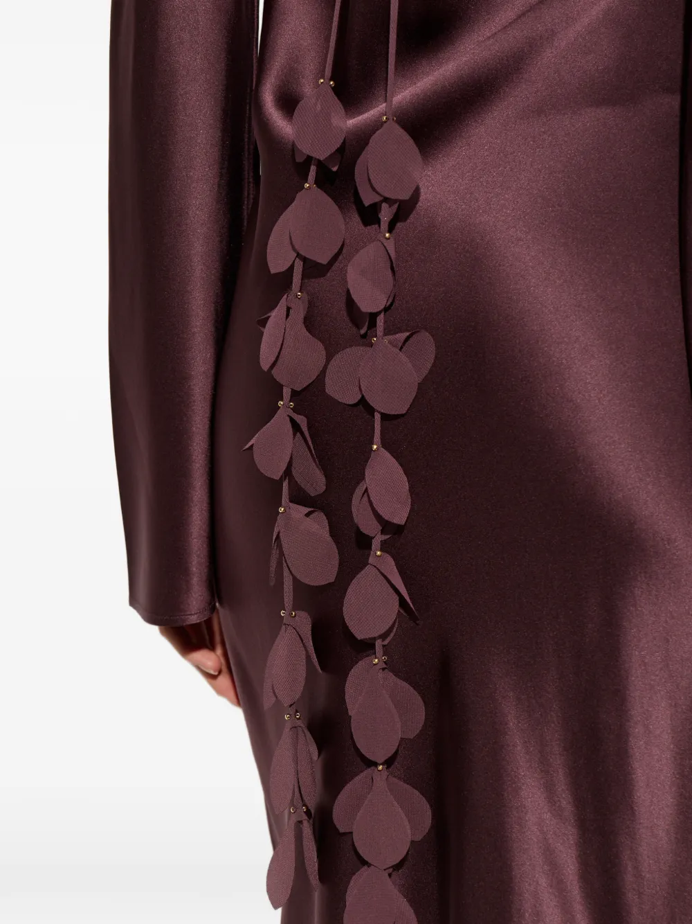 By Malene Birger Parisa jurk met flared mouwen en bloemblaadjes applicatie Bruin
