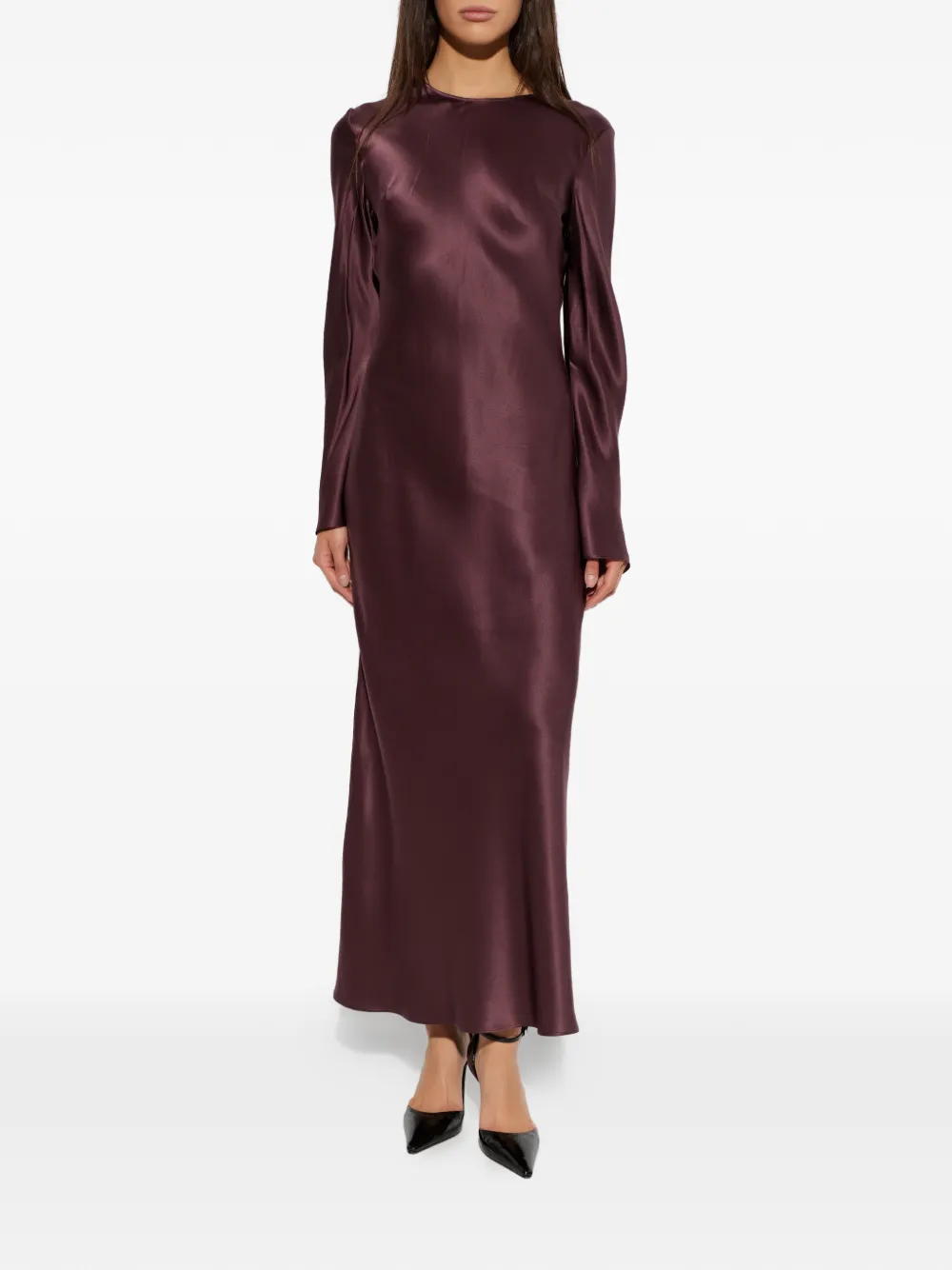 By Malene Birger Parisa jurk met flared mouwen en bloemblaadjes applicatie Bruin