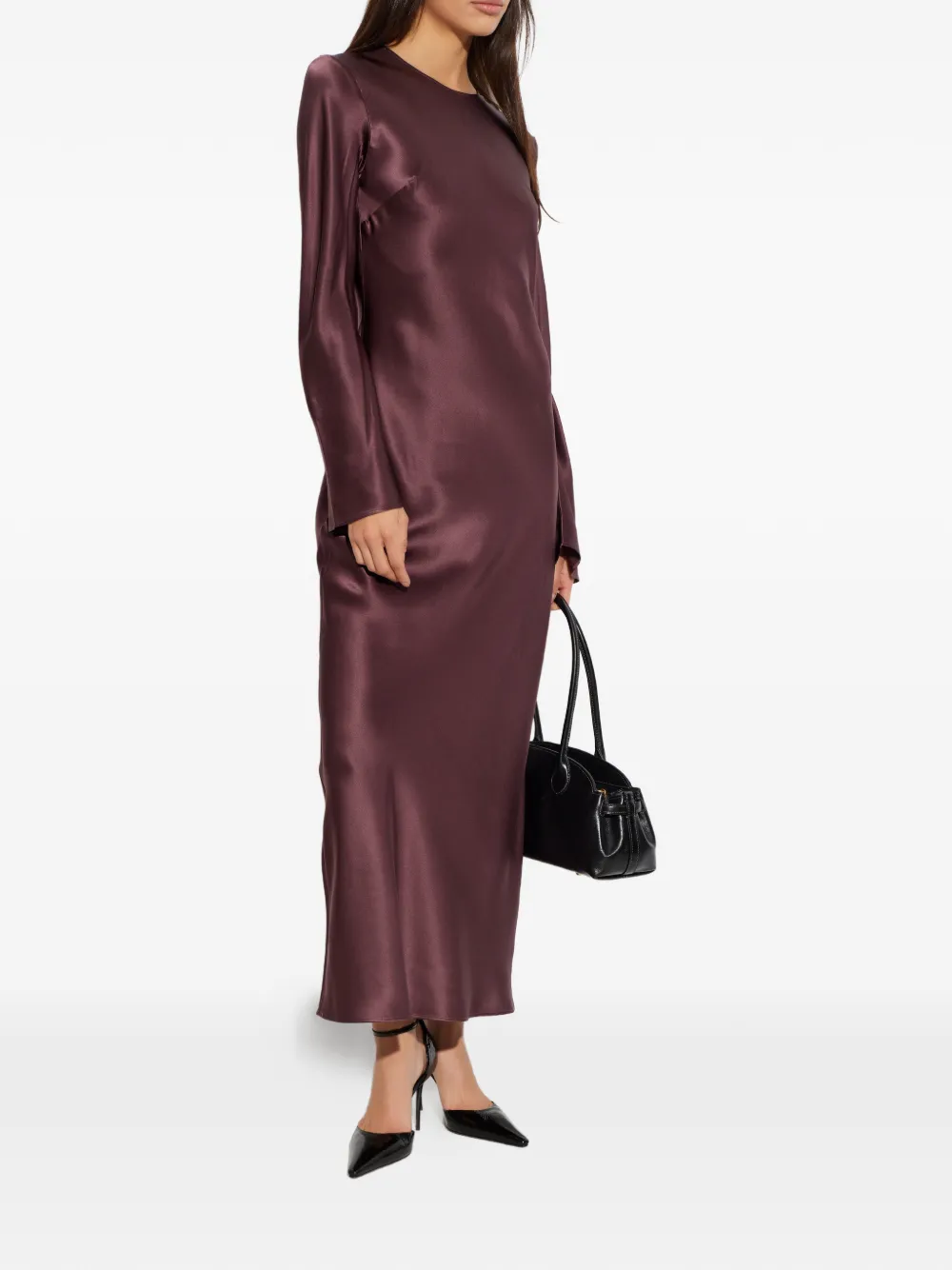 By Malene Birger Parisa jurk met flared mouwen en bloemblaadjes applicatie Bruin