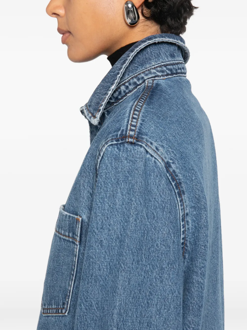 ANINE BING Mary button-up mini-jurk met borstzak Blauw