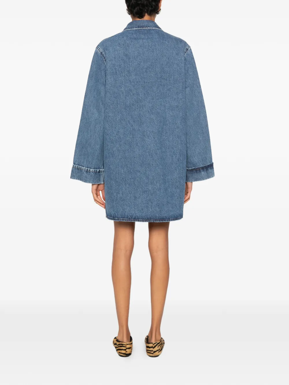 ANINE BING Mary button-up mini-jurk met borstzak Blauw