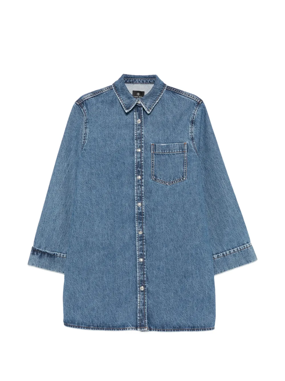ANINE BING Mary button-up chest-pocket mini dress - Blu