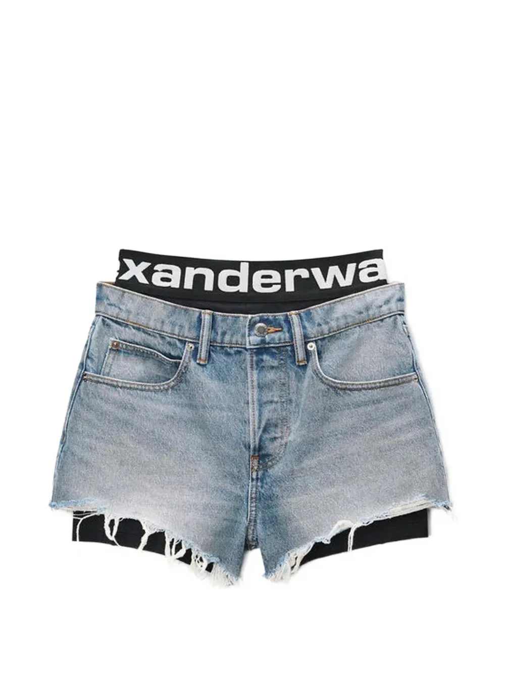 Alexander Wang layered frayed-hem shorts - Blu