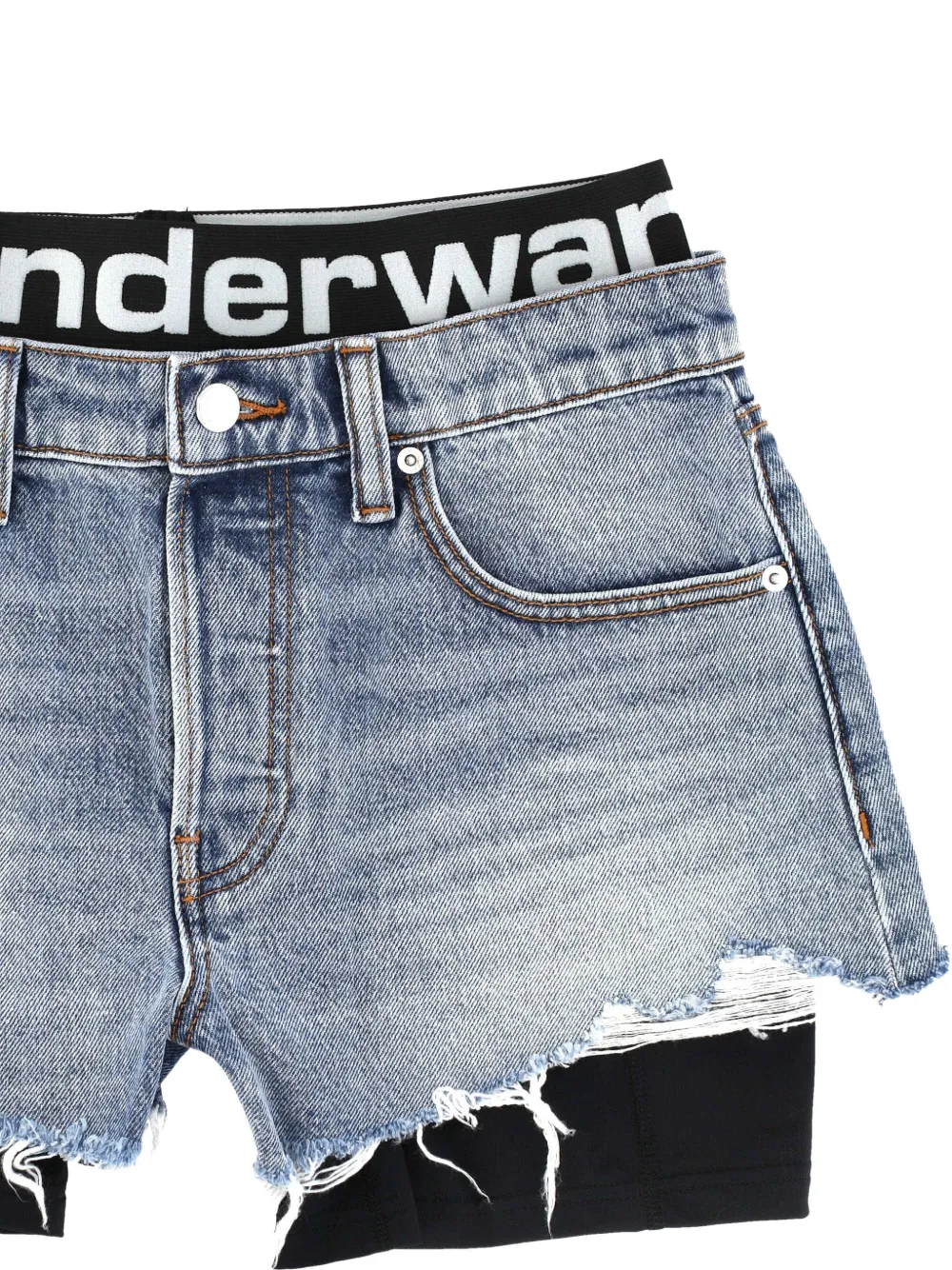 Alexander Wang Gelaagde shorts met franje afwerking Blauw