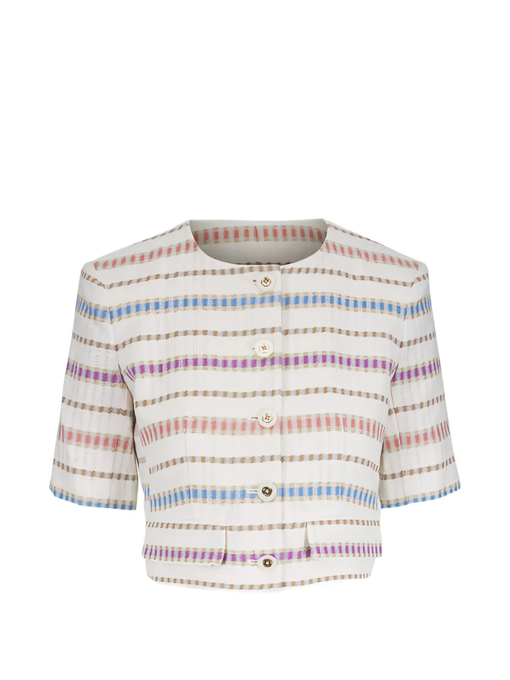 Veronica Beard striped cropped jacket - Toni neutri