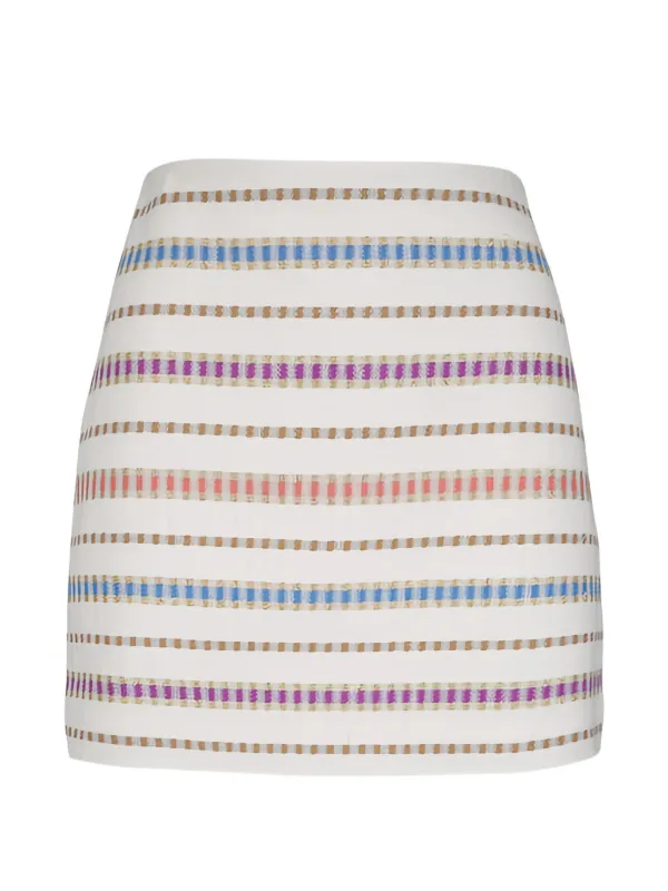 Veronica Beard Striped Tweed Skirt in Neutrals
