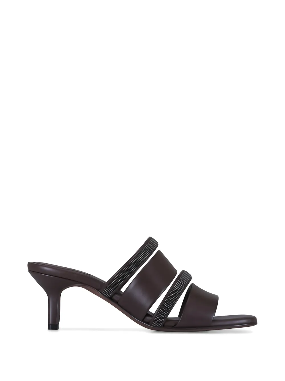Brunello Cucinelli Monili-embellished leather sandals - Braun