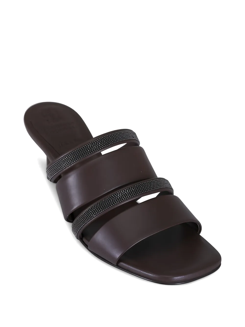 Brunello Cucinelli Monili-embellished leather sandals Bruin