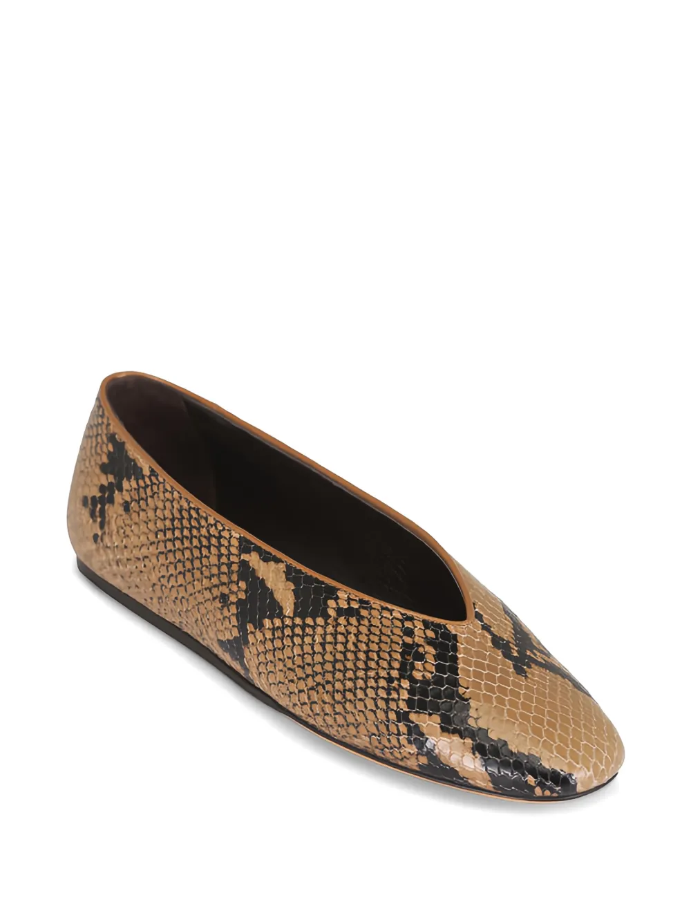 Le Monde Beryl snake-effect leather ballet flats Beige