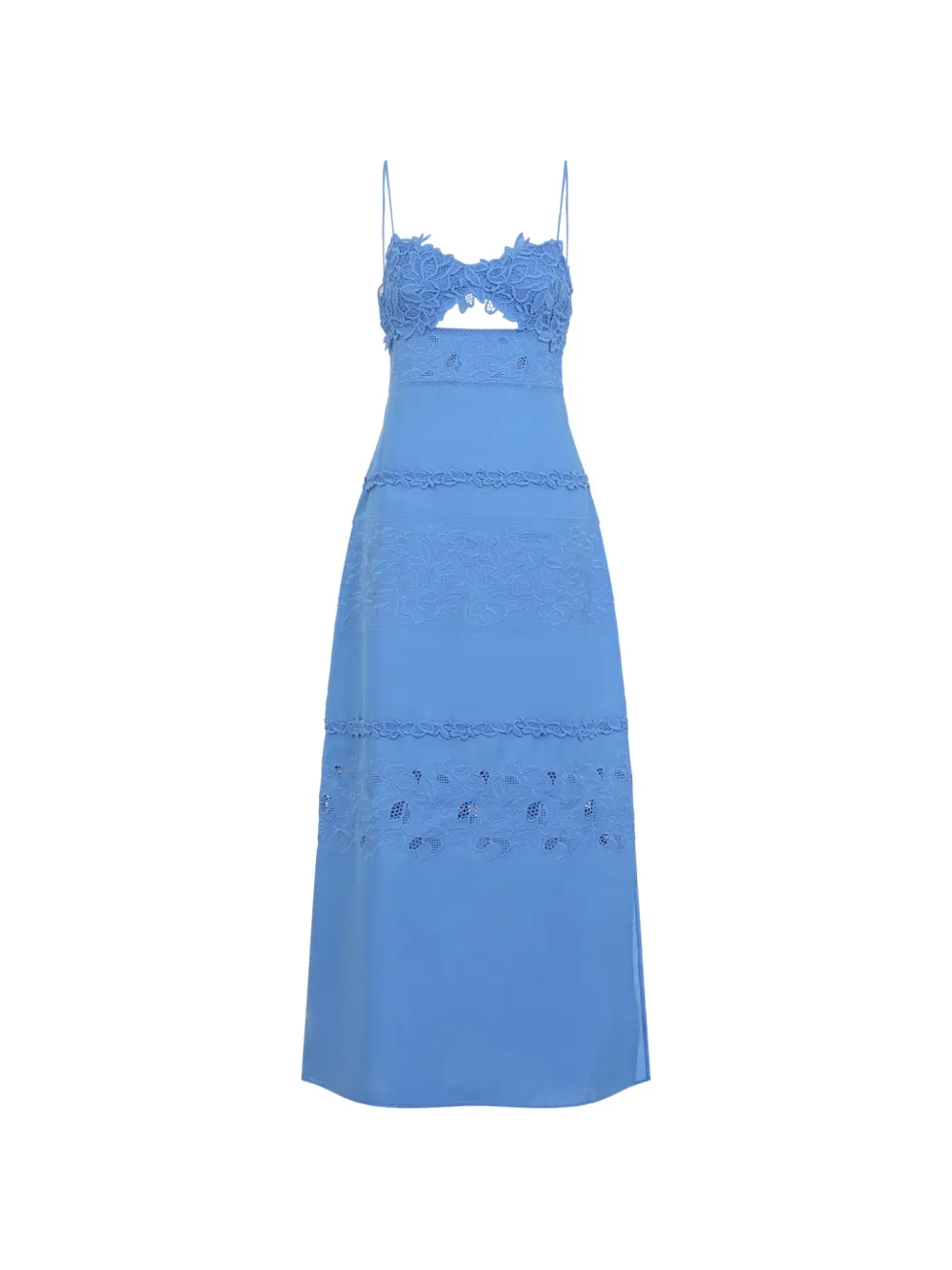 Ermanno Scervino lace-trimmed cut-out midi dress - Blu