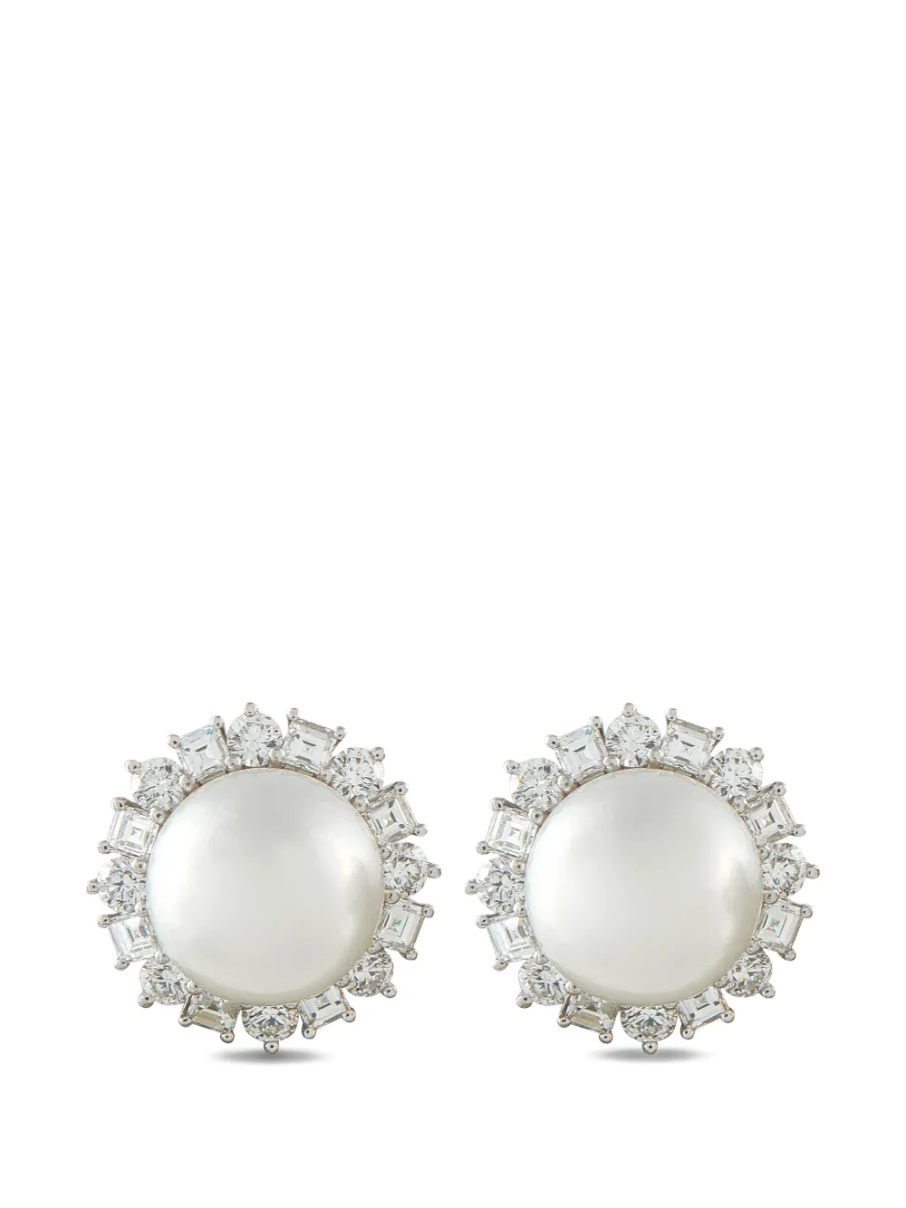 Harry Winston pearl and diamond earrings - Argento