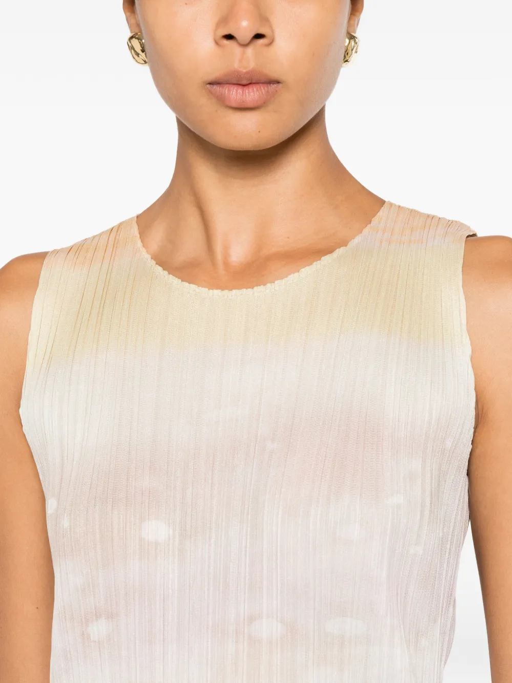 Pleats Please Issey Miyake Jurk met abstracte print Beige
