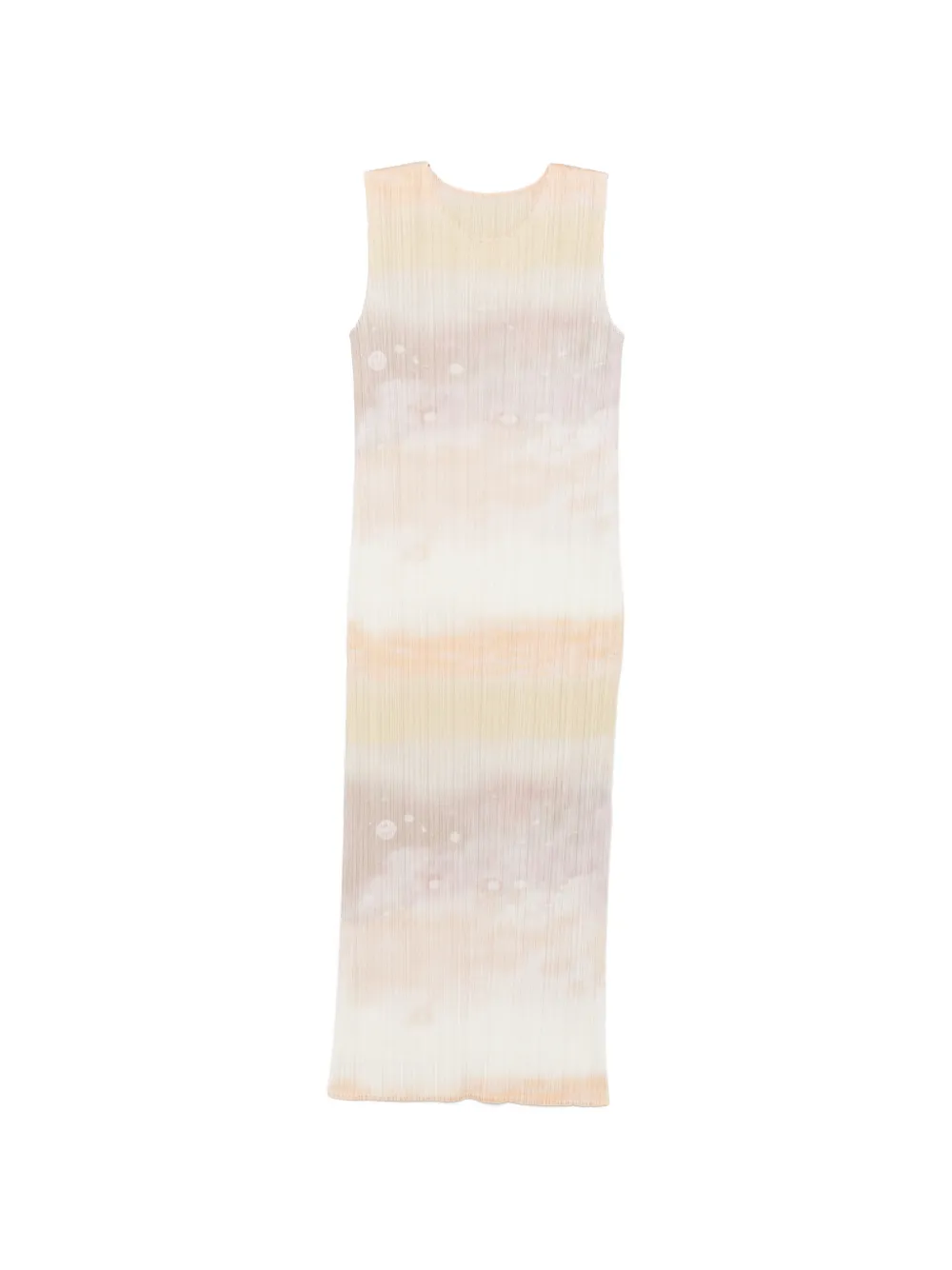 Pleats Please Issey Miyake pleated abstract-print midi dress - Neutrals