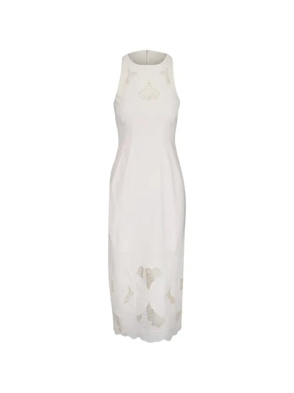 Veronica Beard Broderie-anglaise Sleeveless Dress in White
