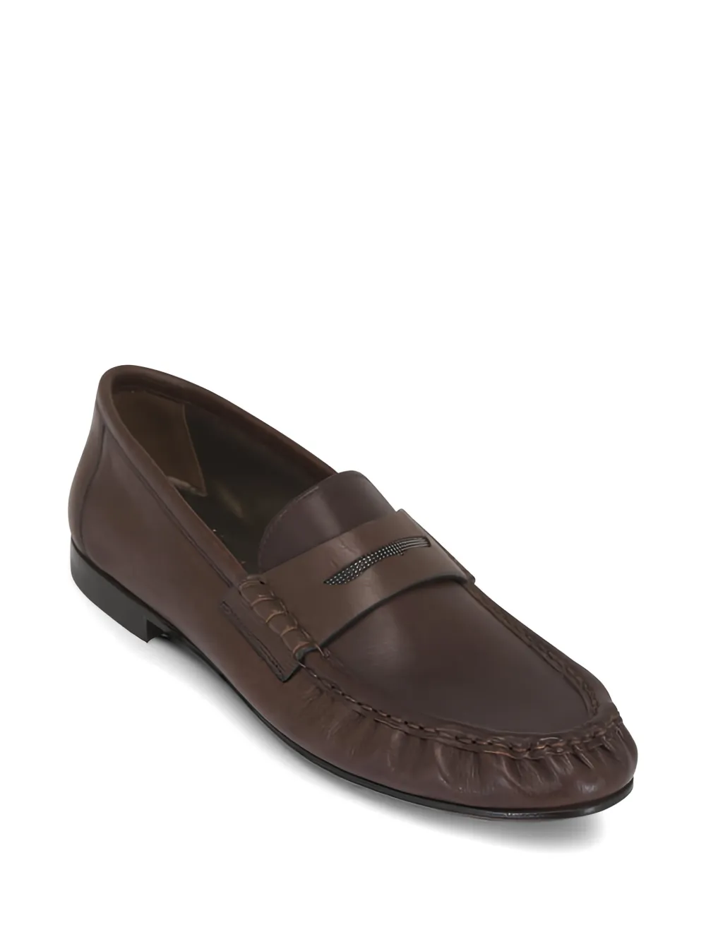 Brunello Cucinelli monili-embellished leather loafers Bruin