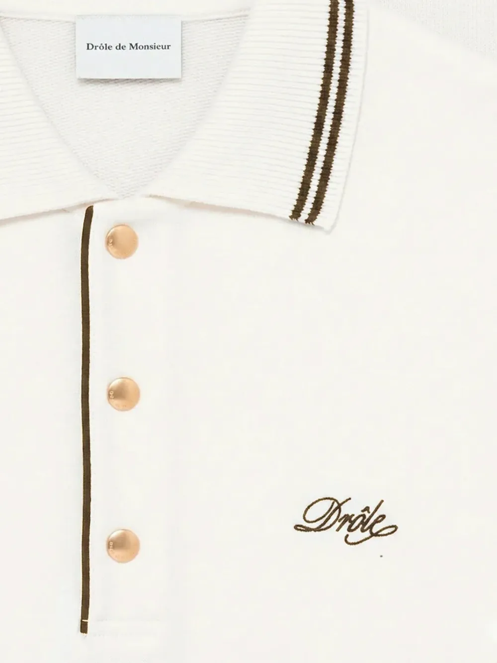Drôle De Monsieur Drôle poloshirt met geborduurd logo Beige