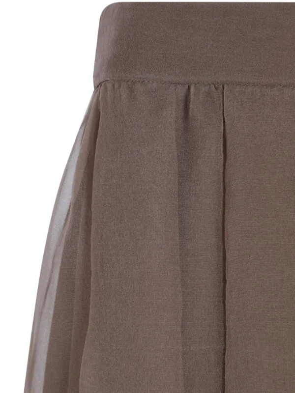Brunello Cucinelli シルクシフォン マキシスカート | ブラウン
