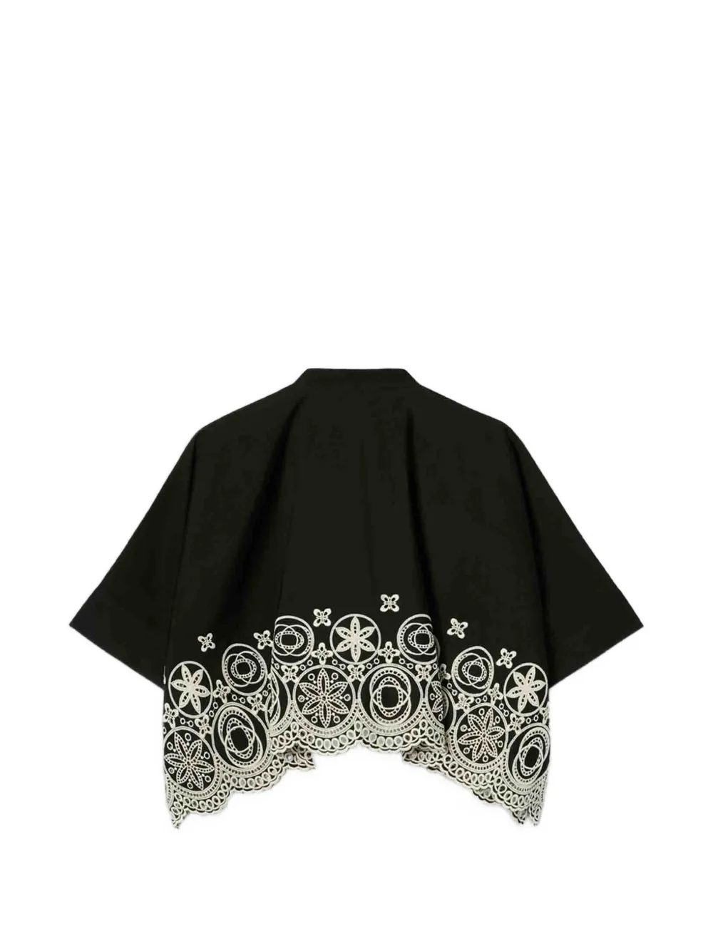 La DoubleJ Mini Foulard Sangallo-embroidered cropped shirt - Nero