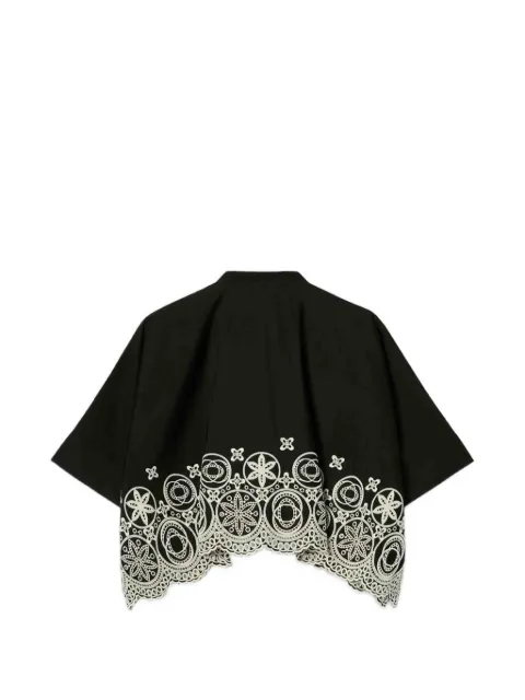 La DoubleJ Mini Foulard Sangallo-embroidered cropped shirt