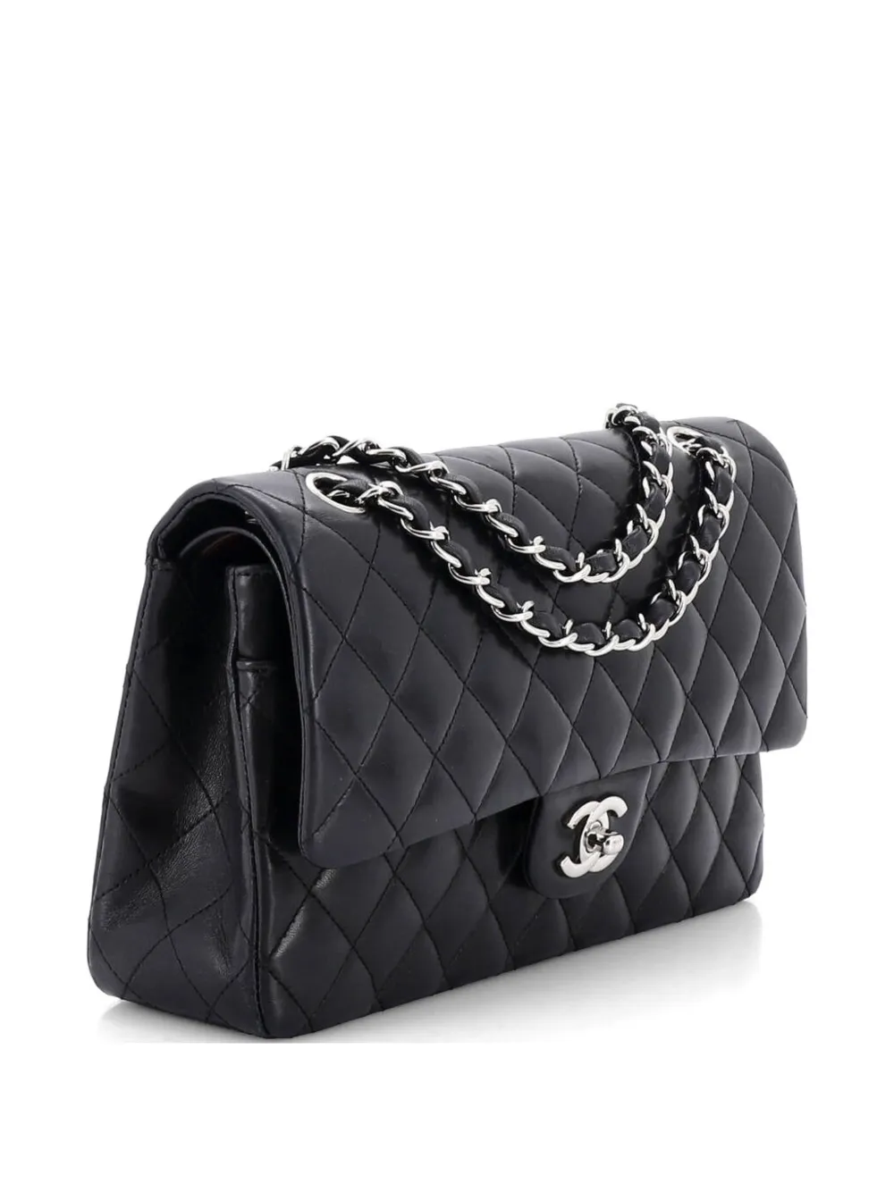 CHANEL Pre-Owned Classic Double Flap Bag Quilted Lambskin Medium shoulder bag - Nero