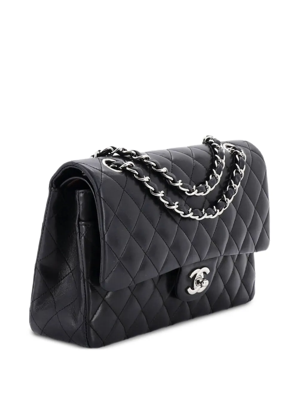 CHANEL Pre-Owned Classic Double Flap Bag Quilted Lambskin Medium shoulder bag - Black