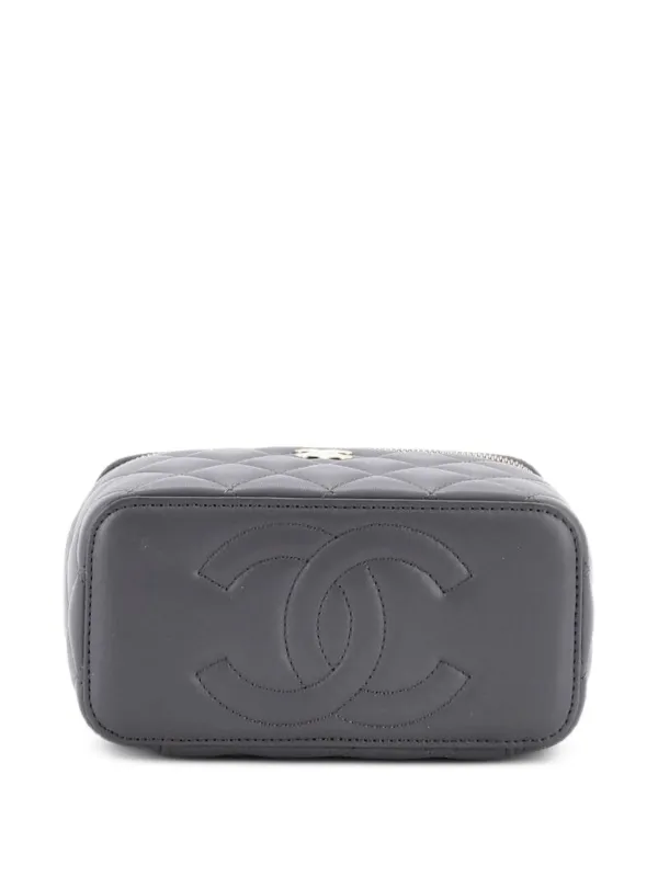 シャネル マトラッセ ミニバニティバッグ ポーチ グレー ショルダーバッグ CHANEL Pre-Owned クラシック トップハンドル バニティケースウィズ