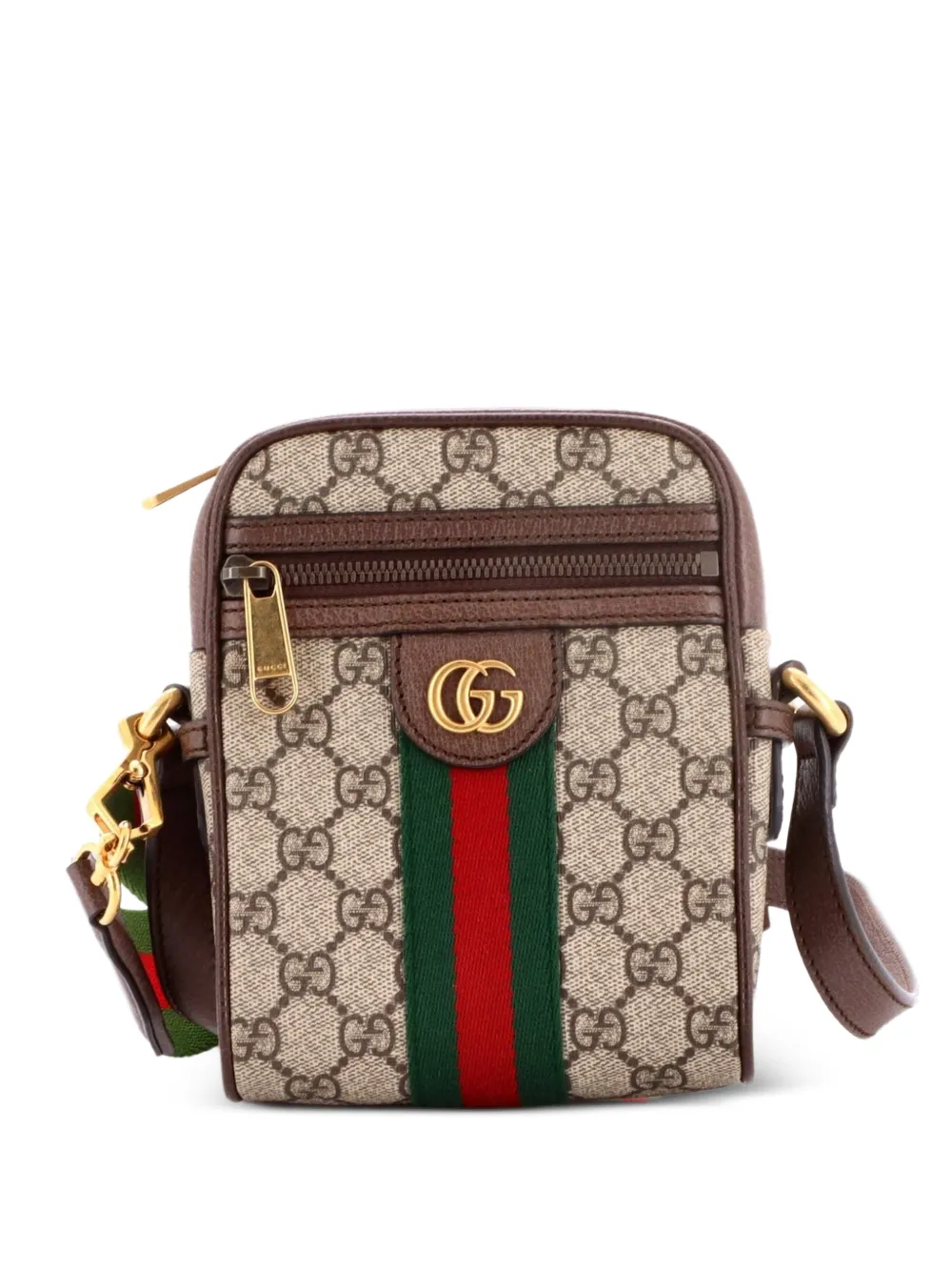 Gucci Pre-Owned Borsa a tracolla Ophidia mini in tela cerata GG - Marrone