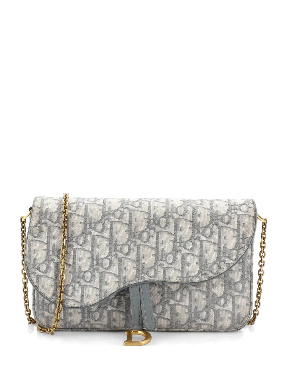 Christian Dior Pre-Owned Clutch Saddle Chain Oblique in tela - Grigio