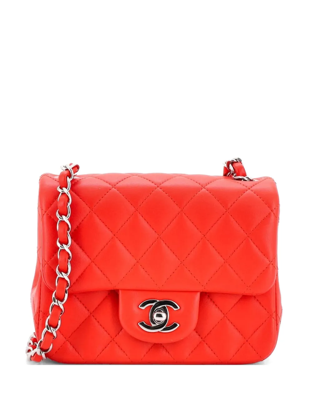 CHANEL Pre-Owned Square Classic Single Flap Bag Quilted Lambskin Mini crossbody bag - Rosso