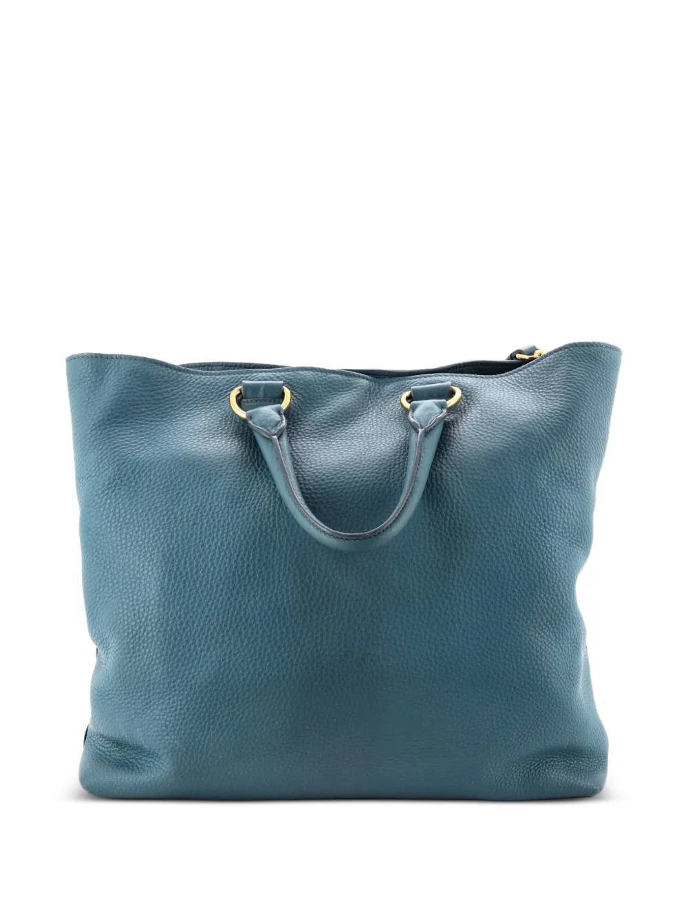 Prada Pre-owned Convertible Shopper Vitello Daino Large Tote Bag in Blue, view 2