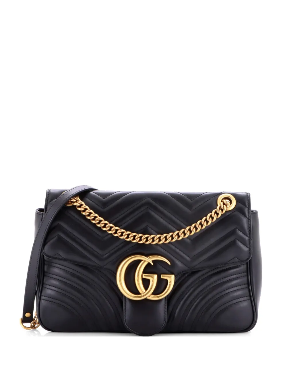 Gucci Pre-Owned GG Marmont Flap Bag Matelasse Leather Medium shoulder bag - Schwarz