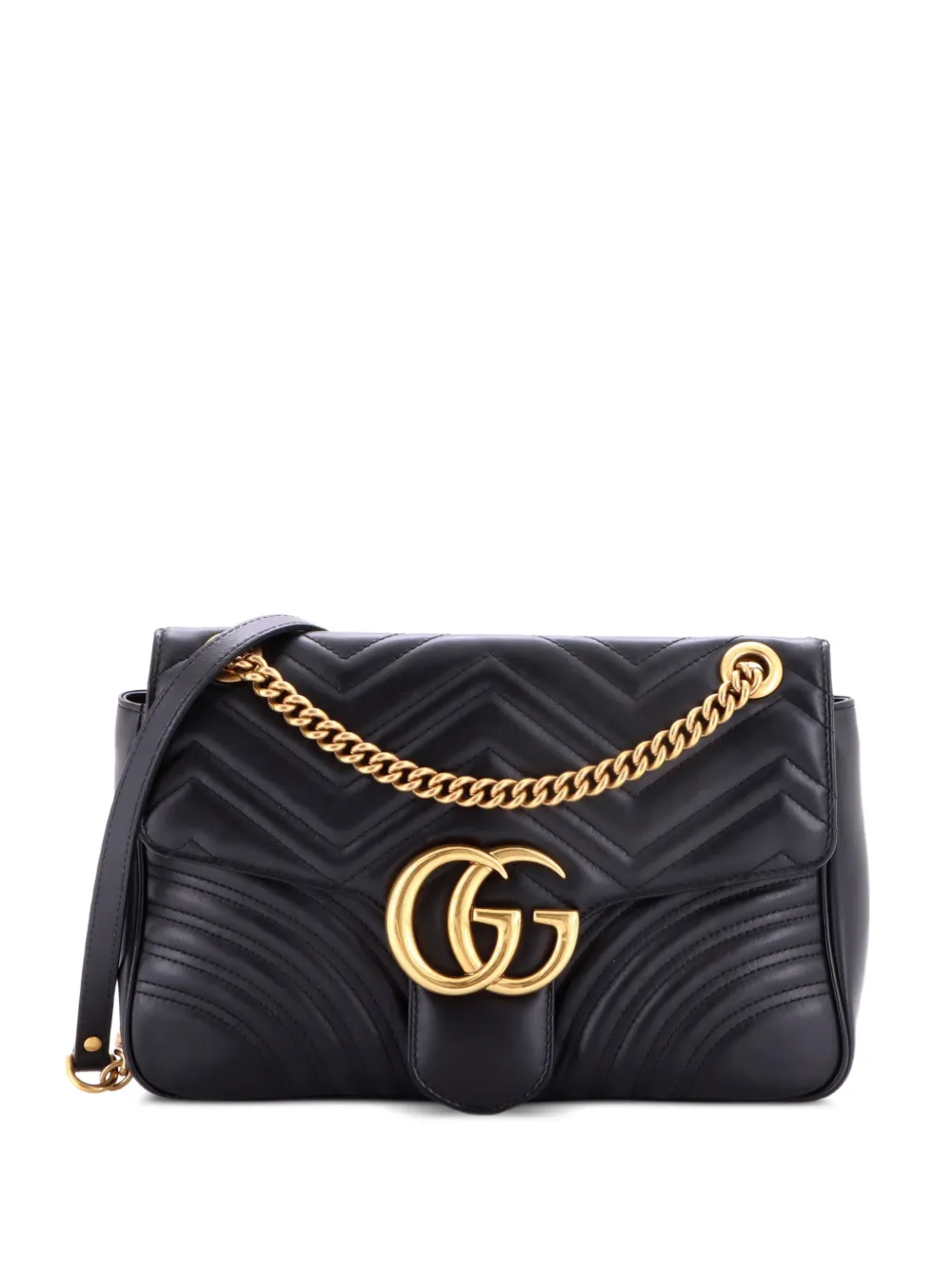 Gucci Pre-Owned GG Marmont Flap Bag Matelasse Leather Medium shoulder bag - Nero