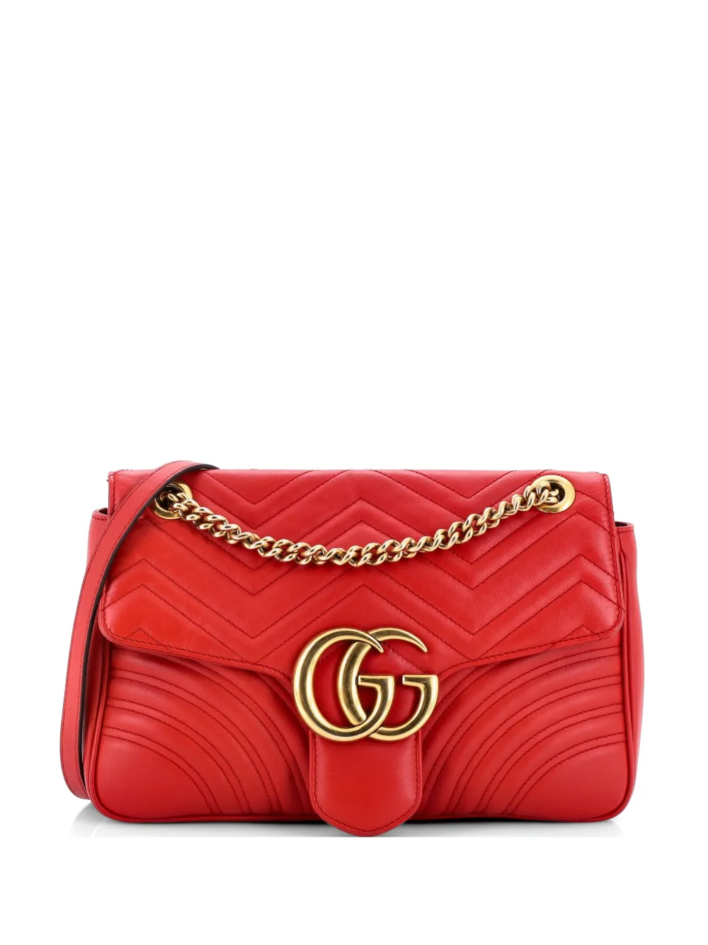 Gucci Pre-Owned GG Marmont Flap Bag Matelasse Leather Medium shoulder bag - Red
