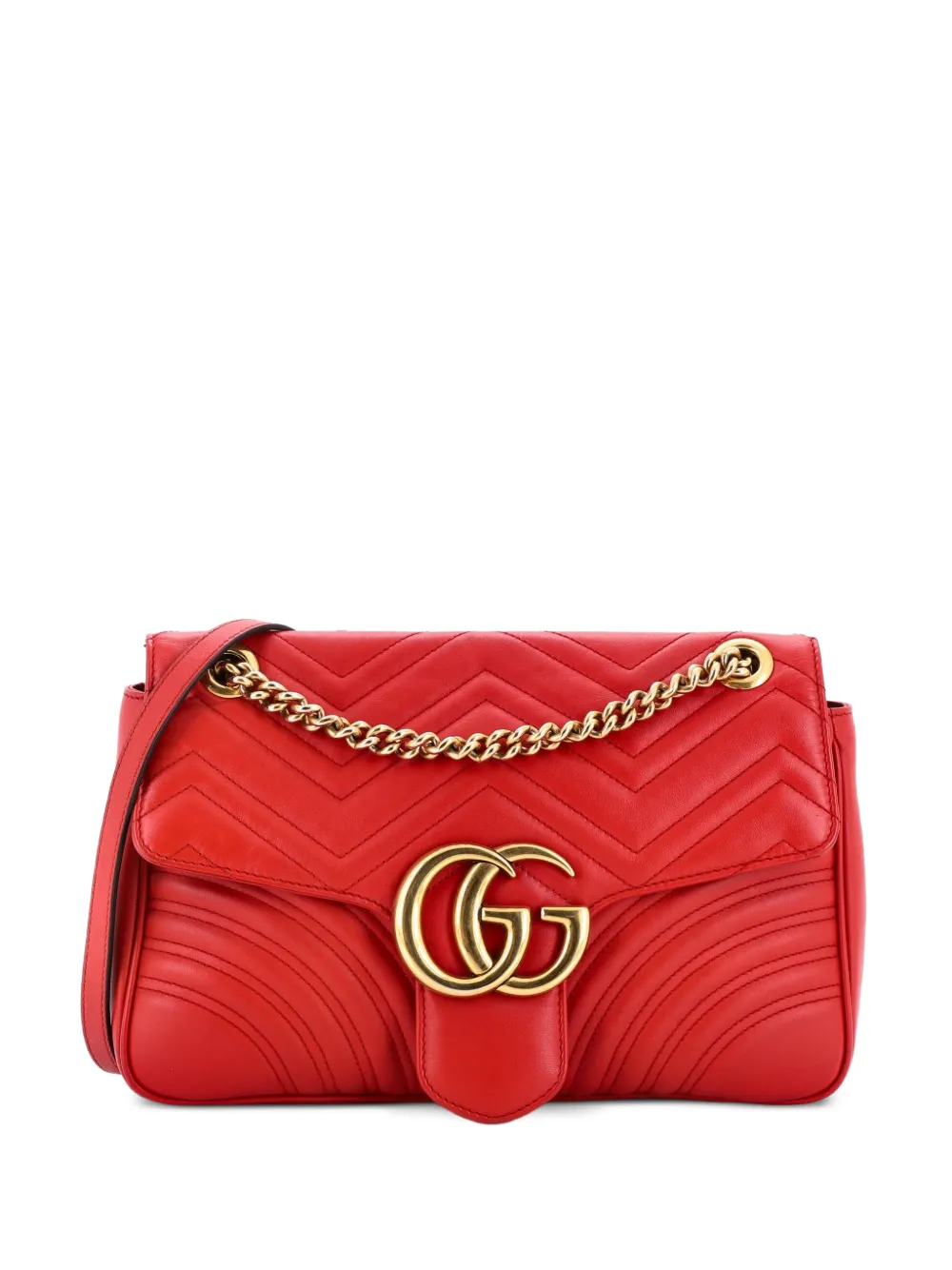 Gucci Pre-Owned GG Marmont Flap Bag Matelasse Leather Medium shoulder bag - Red