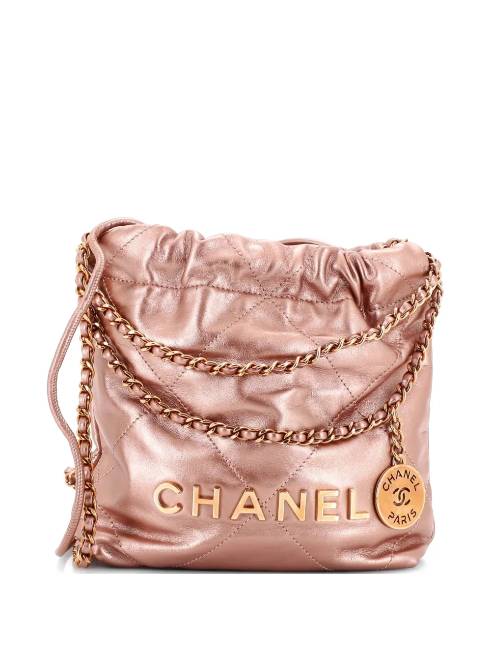 CHANEL Pre-Owned 22 Chain Hobo Quilted Calfskin Mini crossbody bag - Rosa