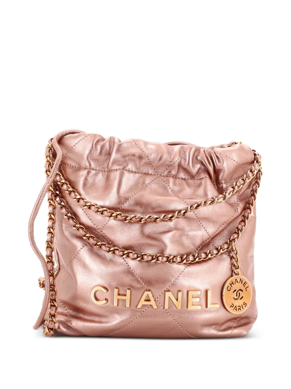 CHANEL Pre-Owned 22 Chain Hobo Quilted Calfskin Mini crossbody bag - Rosa