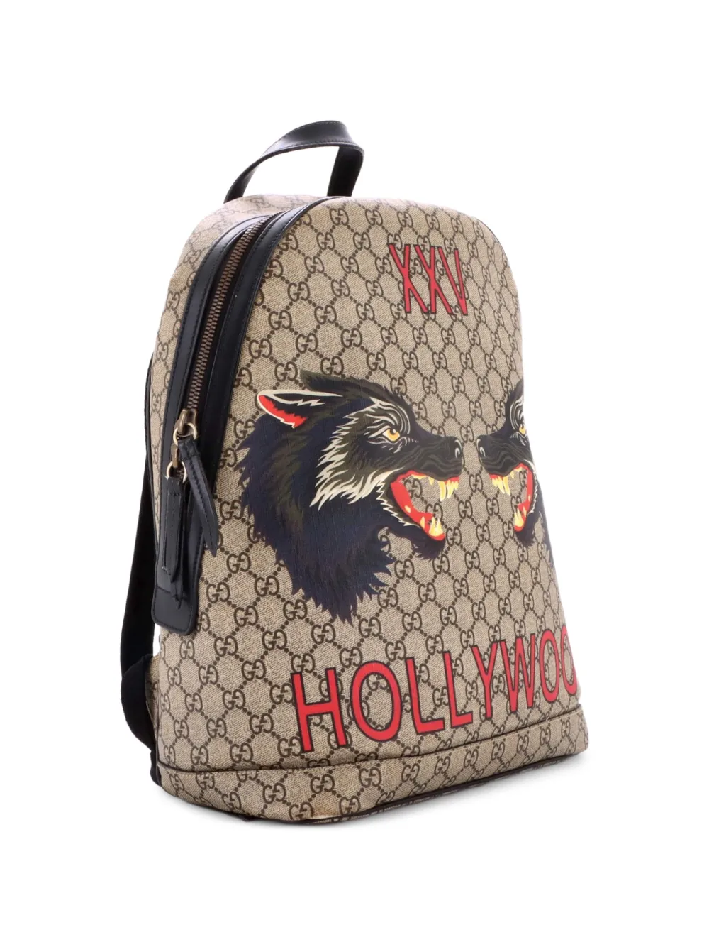 Gucci Pre-owned Zip Around Printed GG Coated Canvas Medium Backpack in Brown, view 3
